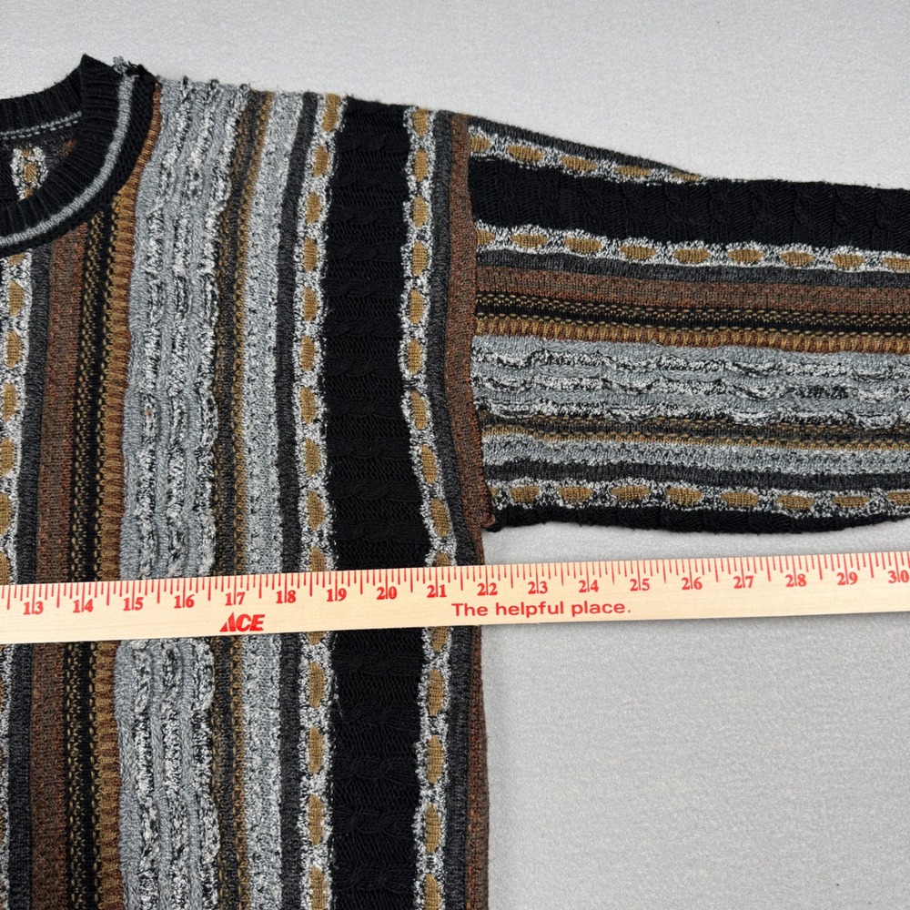 Vintage Coogi Style 3D Knit Sweater Mens Multi Color Vertical Stripe No Tag - Picture 6 of 8